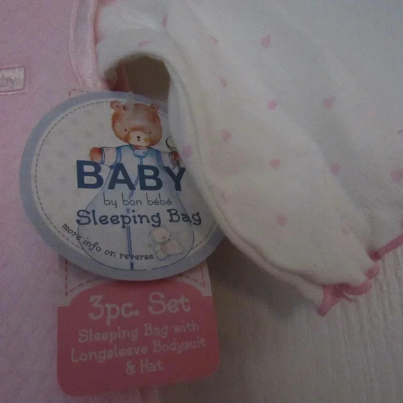 NWT Bon Bebe Baby Girl Sleeping Bag 3-piece Set 3M - Picture 2 of 6
